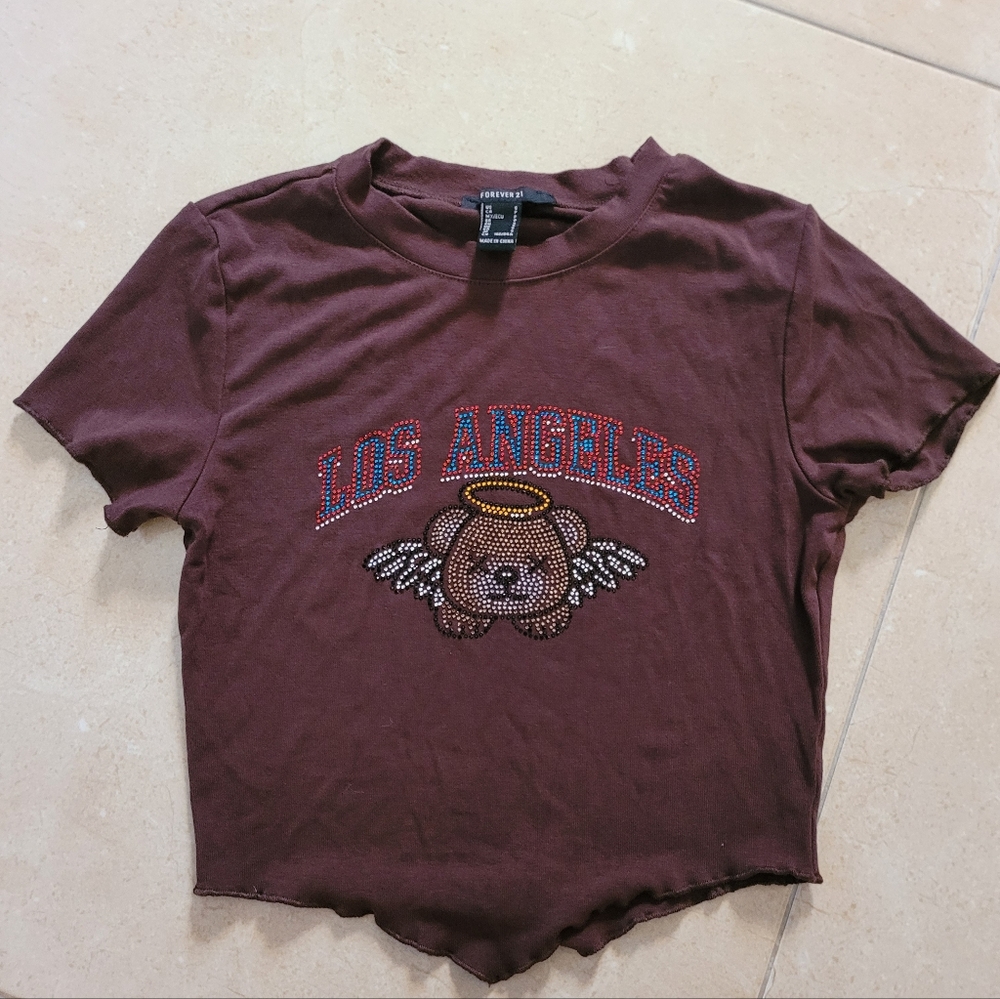 forever 21 dazzled brown crop top